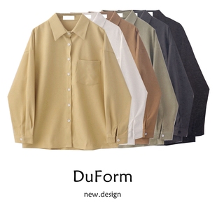 duform2023秋季小众设计感灯芯绒，磨毛港味衬衫，女宽松衬衣外套