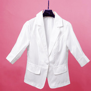 薄款垂感休闲气质中袖半袖小众，外套雪纺小西装女夏季白色西服上衣
