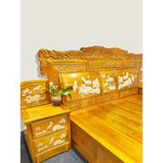 金丝楠木床中式储物双人床主卧室婚床明清古典实木大床红木家具