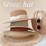 法式草帽女遮阳帽草编，帽子拉菲海边太阳帽，防紫外线防晒帽礼帽夏季
