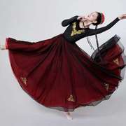 新疆舞蹈服大摆裙民族装女艺考半身长款练习裙维吾尔族演出服