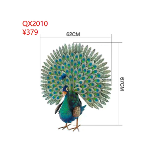 孔雀开屏摆件落地铁艺中式庭院阳台户外花园布置大型装饰仿真动物