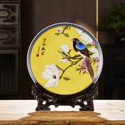 景德镇陶瓷器装饰盘摆件钟馗佛像中式家居客厅玄关古典粉彩工艺品