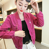 休闲纯色棒球服女装春夏季防嗮衣薄外套韩版时尚夹克上衣紫色