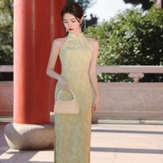 提花苏州中华娘旗袍，复古改良年轻款，少女订婚礼服晨袍新中式连衣裙