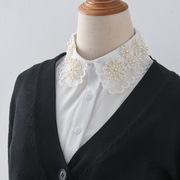 韩版假领子重工刺绣花形珍珠内搭假衣领女打底衬衫装饰假领毛衣领