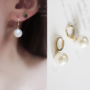 韩国14K黄金耳钉 时尚珍珠耳扣耳环耳圈