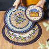 手工黄麻编织杯垫餐桌，垫隔热垫子盘子垫美式复古蓝莓创意餐垫圆形