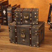 复古木质隐私桌面，收纳盒带锁储物盒钥匙密码，盒子小箱子木盒百宝箱