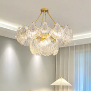 客厅吊灯后现代简约轻奢卧室，灯创意大气，贝壳水晶玻璃主卧餐厅灯具