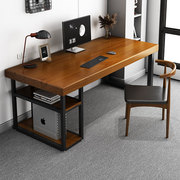 实木电脑桌家用卧室台式桌学生书桌写字台加厚大板桌面老板办公桌