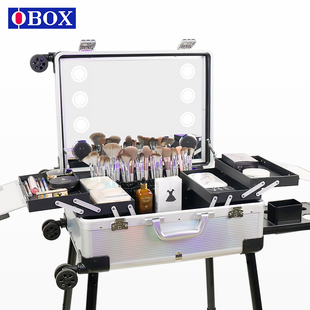 OBOX化妆箱专业跟妆师带灯镜子密码锁拉杆箱化妆师专用跟妆箱