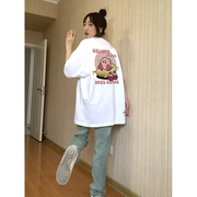 白色纯棉正肩短袖，t恤女2023夏季半袖体恤美式重磅潮牌上衣服