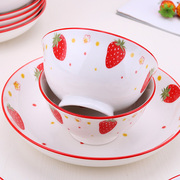 碗碟套装日式家用2人6组合情侣陶瓷碗可爱少女心餐具吃饭碗盘草莓