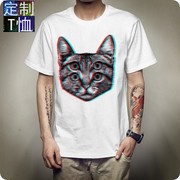 创意趣味恶搞3D头晕猫短袖T恤眩晕效果精神污染Cat男女圆领T恤