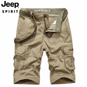 jeepspirit休闲裤男宽松大码多口袋工装短裤，透气五分裤子0222