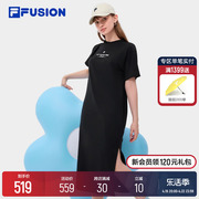 filafusion斐乐潮牌女子，连衣裙2024夏季宽松开衩t恤裙子长裙