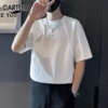 鳄鱼白色短袖t恤男士，夏季2024韩版宽松薄款上衣服潮牌体恤男