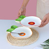 陶瓷饺子盘带醋碟分格盘儿童餐盘子创意寿司盘带蘸料碟薯条盘子
