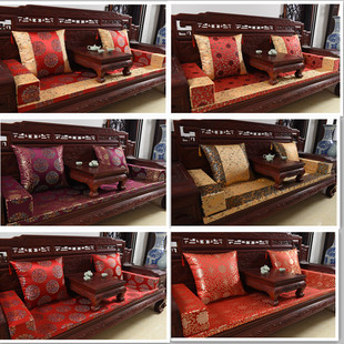 明清古典中式红木实木家具罗汉床五件套座垫沙发坐垫绸缎
