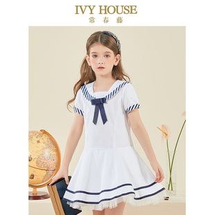 ivyhouse常春藤童装女童，夏季海洋风海军，连衣裙洋气学院休闲