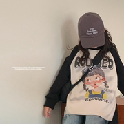 韩国童装2024女童春装长袖打底衫卡通上衣儿童宽松百搭卫衣