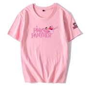 粉色t恤女纯棉大码宽松学生，情侣装印花粉红，豹短袖2024夏季潮
