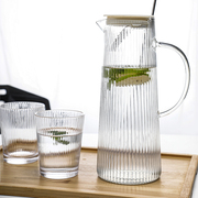 北欧风条纹玻璃水杯小清新水杯凉水壶冷水壶，饮料杯水具泡茶茶具