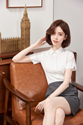 白衬衫女短袖夏季职业通勤工作服，韩版修身女装，蓝色百搭正装ol衬衣