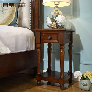 美式乡村床头柜实木床头柜，美式复古家具，迷你床头柜角桌方几0.35米