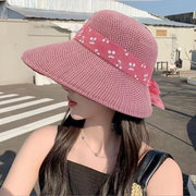 女士遮阳凉帽时尚妈妈春夏太阳帽防晒防紫外线奶奶花朵盆帽