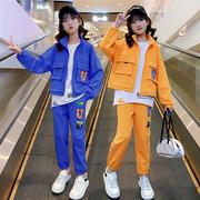 女童秋装套装2022韩版儿童洋气中大童春秋季休闲运动三件