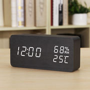 桌表时间温湿度显示器时尚LED创意电子钟表夜光静音闹钟温湿度长