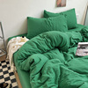 质感北欧ins风绿色褶皱水洗棉四件套纯色床单被套学生宿舍三件套4