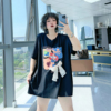 设计感蝴蝶结宽松遮肉圆领200斤大码女装胖MM减龄卡通短袖T恤上衣