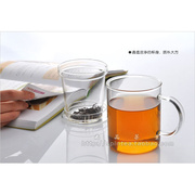 一屋窑耐热玻璃茶具 玻璃杯 花茶杯子 过滤带盖把创意办公杯 水杯