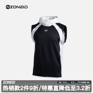 ZONEID 运动卫衣男23AW针织训练健身篮球跑步连帽套头坎肩上衣