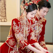 丝绒秀禾服新娘，中式高端婚服嫁衣敬酒服出阁服显瘦婚纱秀和服