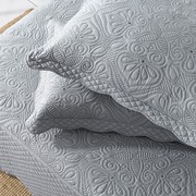 速发欧式大尺寸大床灰色夹棉床盖纯色冬季绗缝被三件套加厚单件床