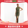 香港直邮潮奢tall女士，设计长筒垂褶无痕，网纱中长连衣裙(卡其色)