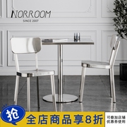 工业风金属餐桌椅子家用客厅铁艺凳子靠背简约现代创意不锈钢餐椅