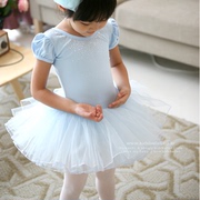 韩国儿童芭蕾练功服女孩舞台演出表演蓬蓬裙公主夏短袖跳舞连衣裙