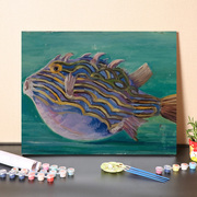 DIY数字油画填充自然主义经典名画植物花卉海边鱼儿丙烯颜料装饰
