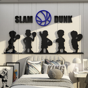 网红男孩房间篮球主题，房间布置儿童房卧室，装饰品床头创意墙贴画