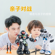 玩具男孩格斗对打会走路的电动机械战警，动智能机器人儿童跳舞对战