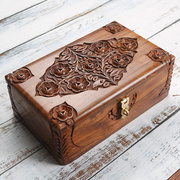 实木首饰收纳盒复古饰品盒木质家用珠宝盒大容量新婚生日盒