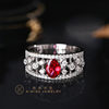 凯美珠宝高端定制缅甸鸽血红天然红宝石戒指18K白金钻戒精致优雅