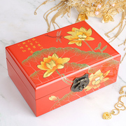 新中式漆器首饰盒木制复古风饰品收纳盒古典珠，宝盒结婚礼物妆奁盒