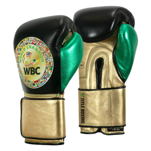 TITLE WBC联名GREEN BELT真皮拳击训练实战比赛贴扣手套拳击拳套