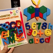 益智早教儿童小礼物漂亮磁力冰箱贴磁铁英文字母数字七巧板积木